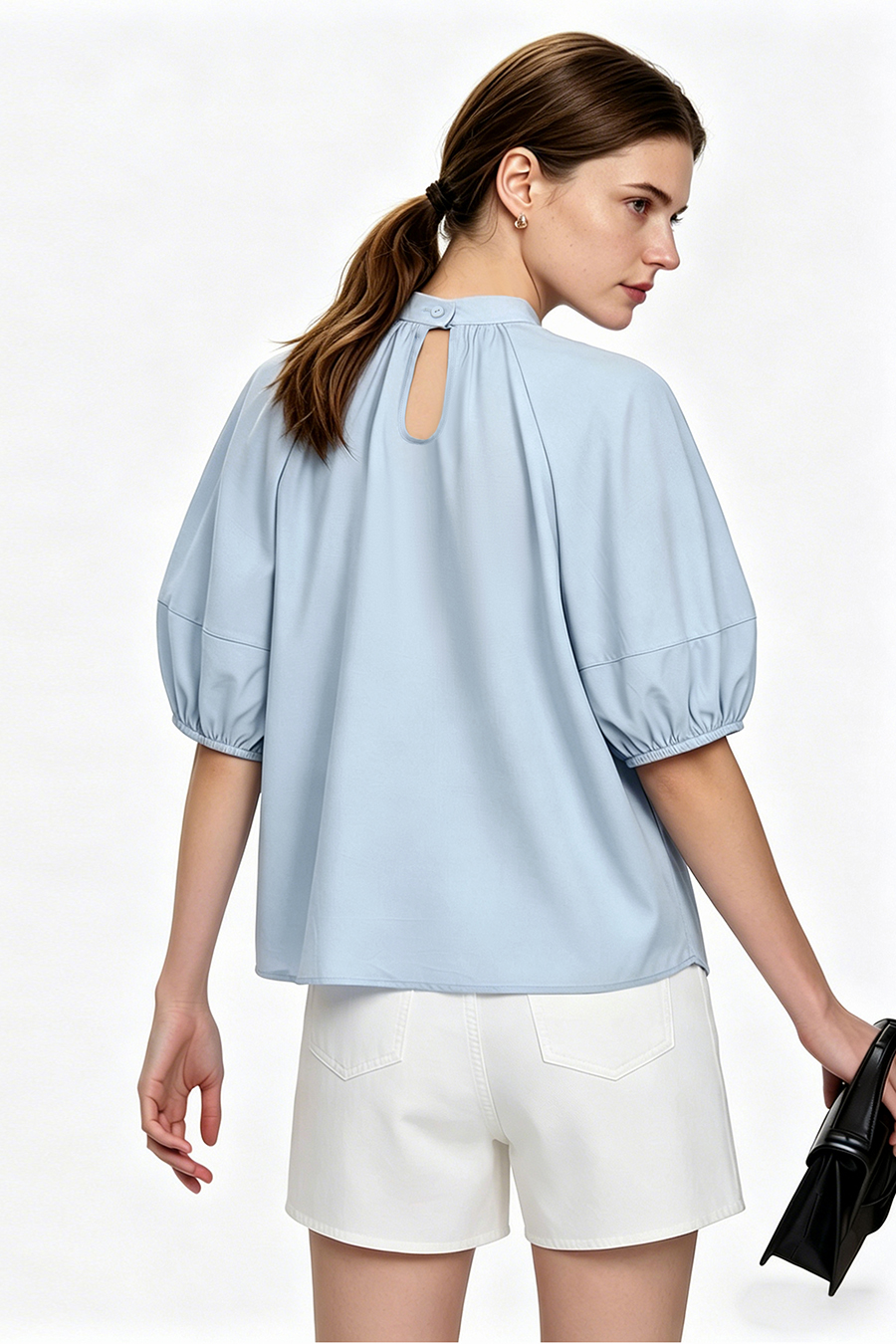 Stand Collar Pure Cotton Shirt|AMII