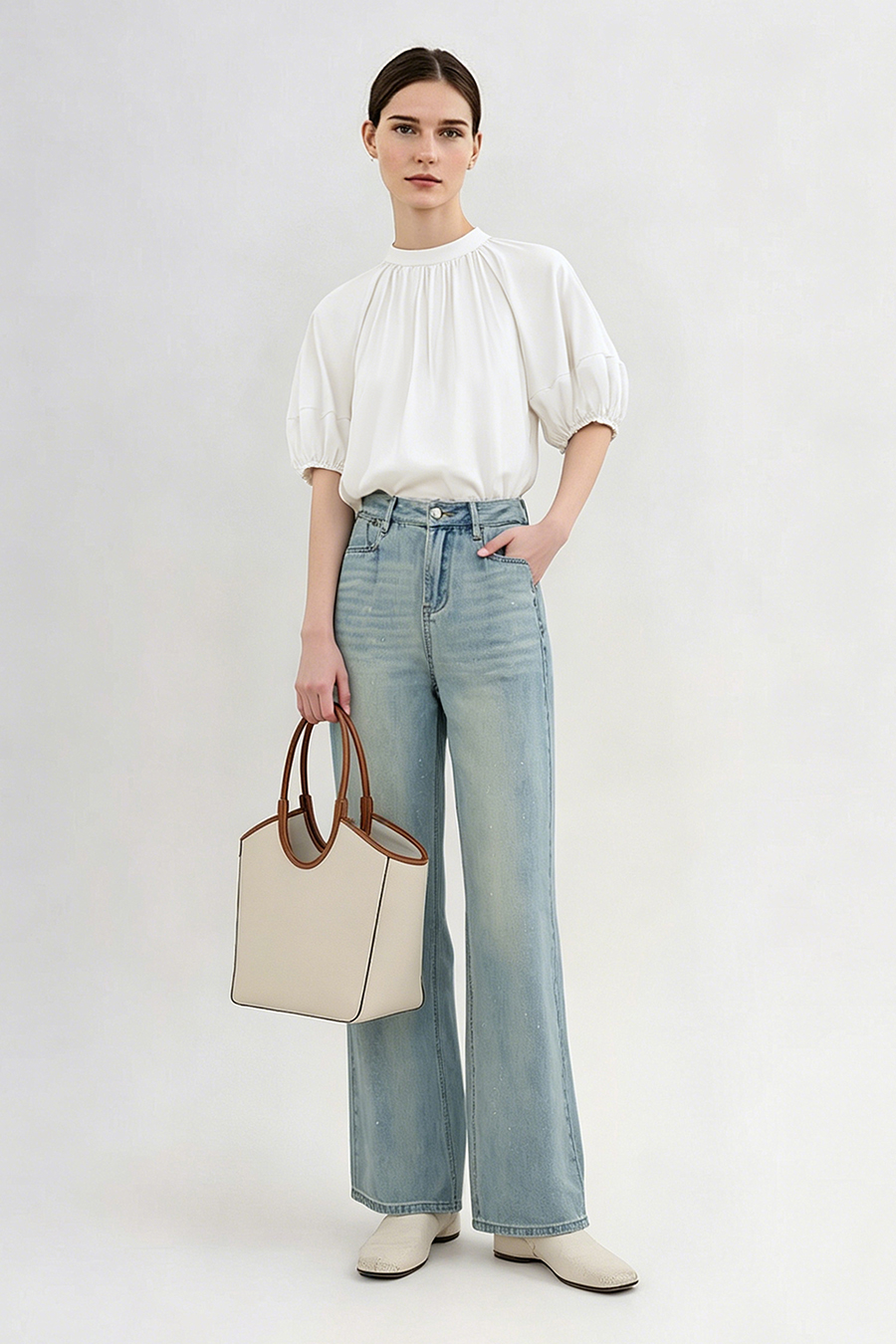 Stand Collar Pure Cotton Shirt|AMII