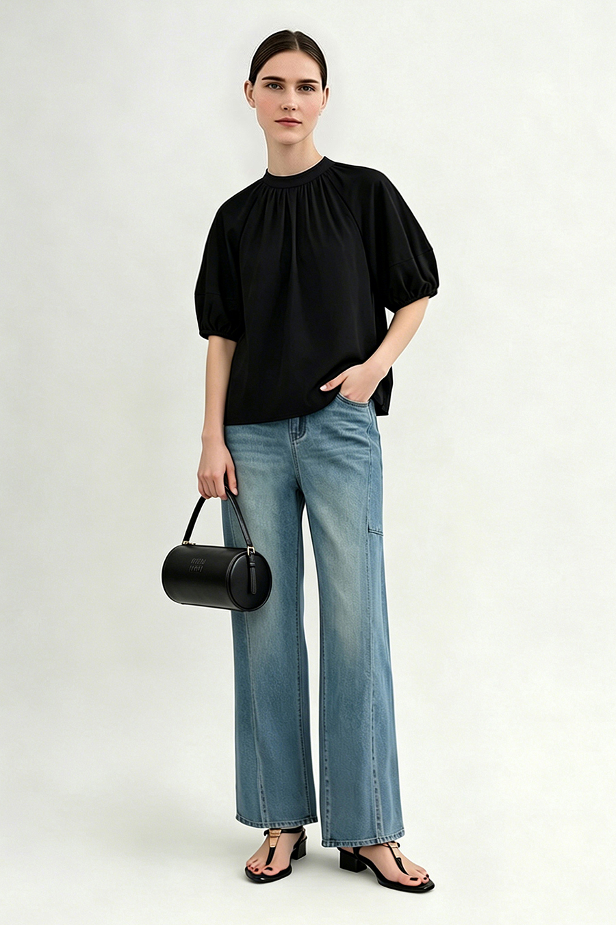 Stand Collar Pure Cotton Shirt|AMII
