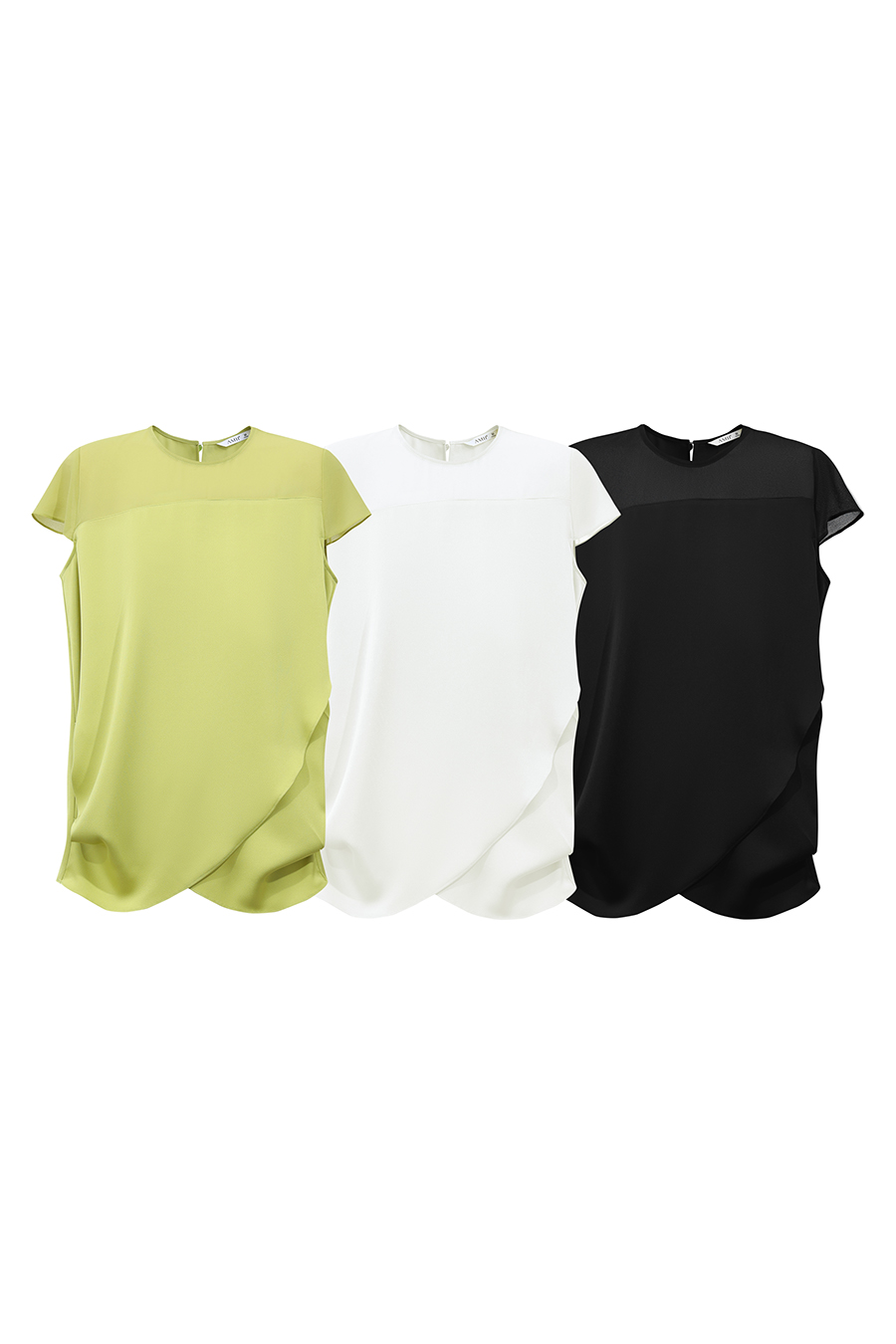 Satin Contrast Fabric Chiffon Blouse|AMII