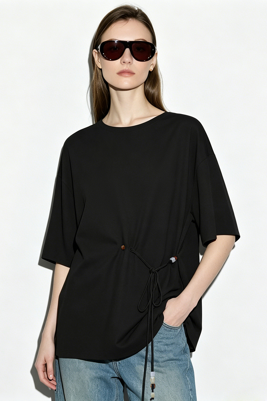 Beaded Tie Chiffon Blouse|AMII