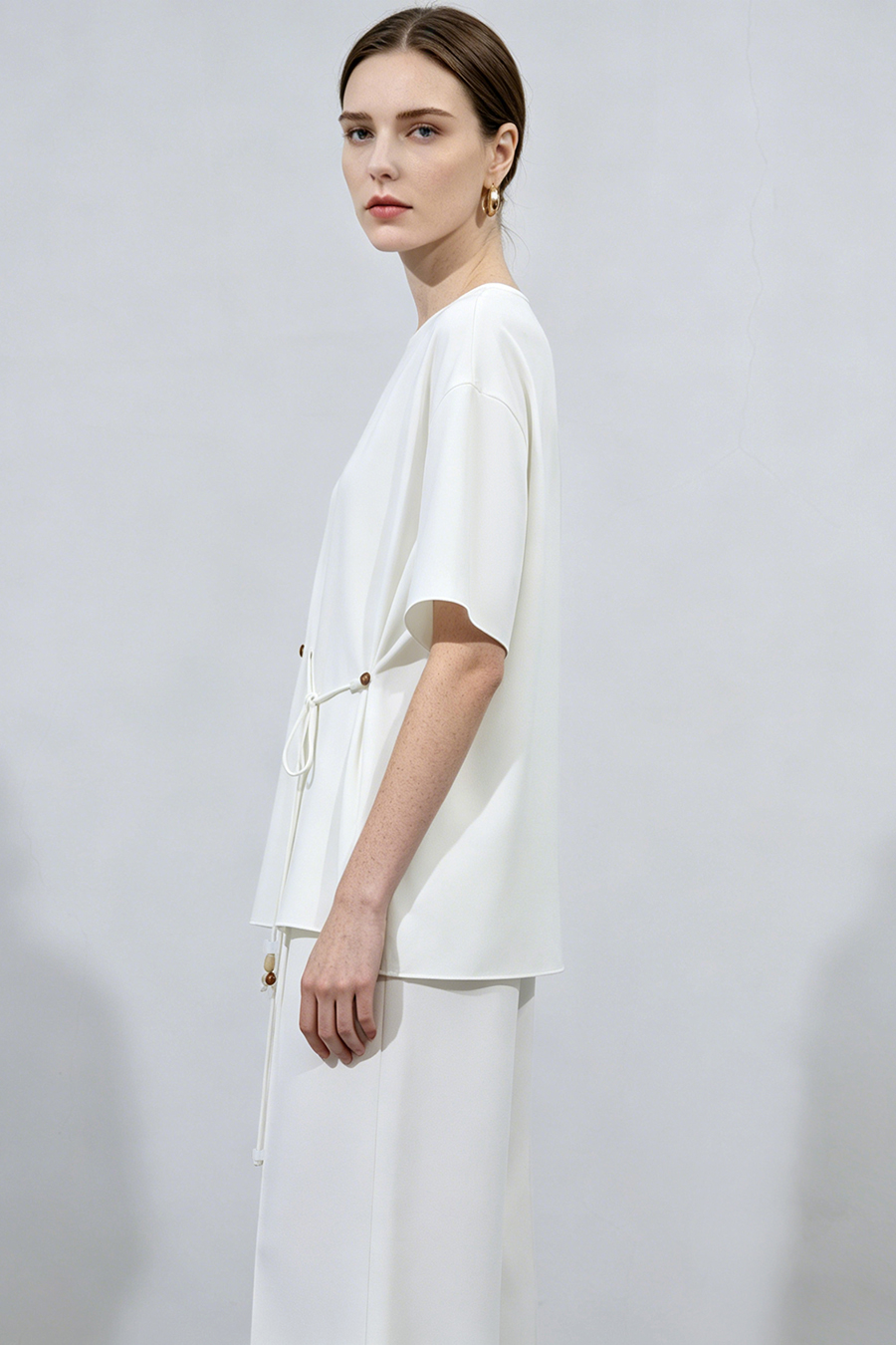 Beaded Tie Chiffon Blouse|AMII