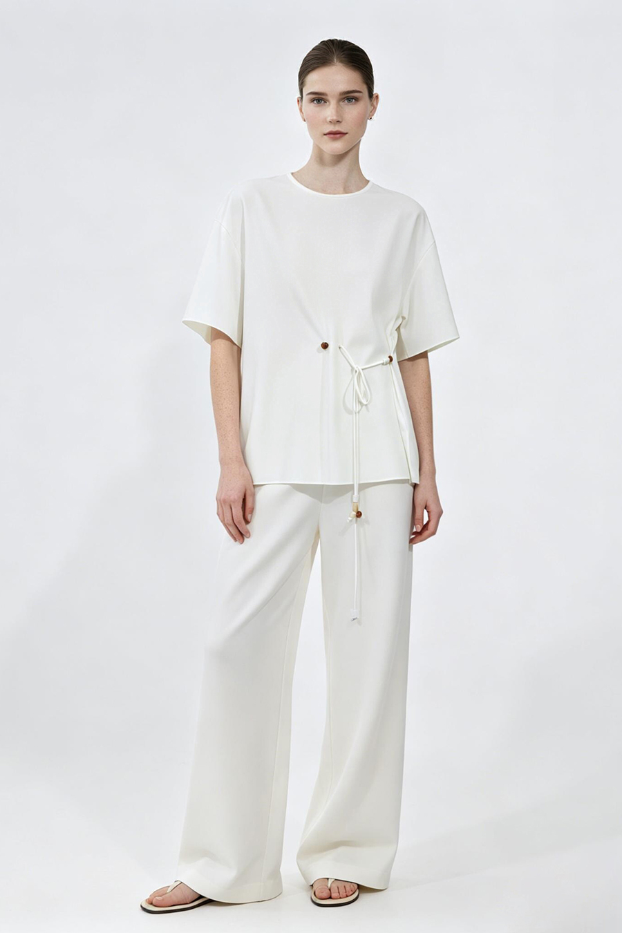 Beaded Tie Chiffon Blouse|AMII