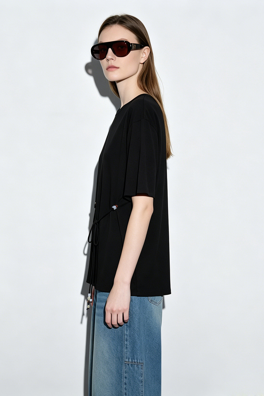 Beaded Tie Chiffon Blouse|AMII