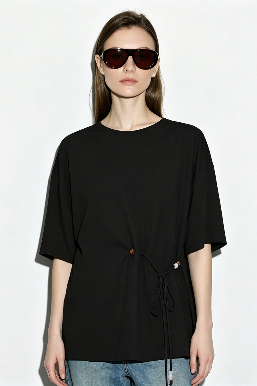 Beaded Tie Chiffon Blouse|AMII