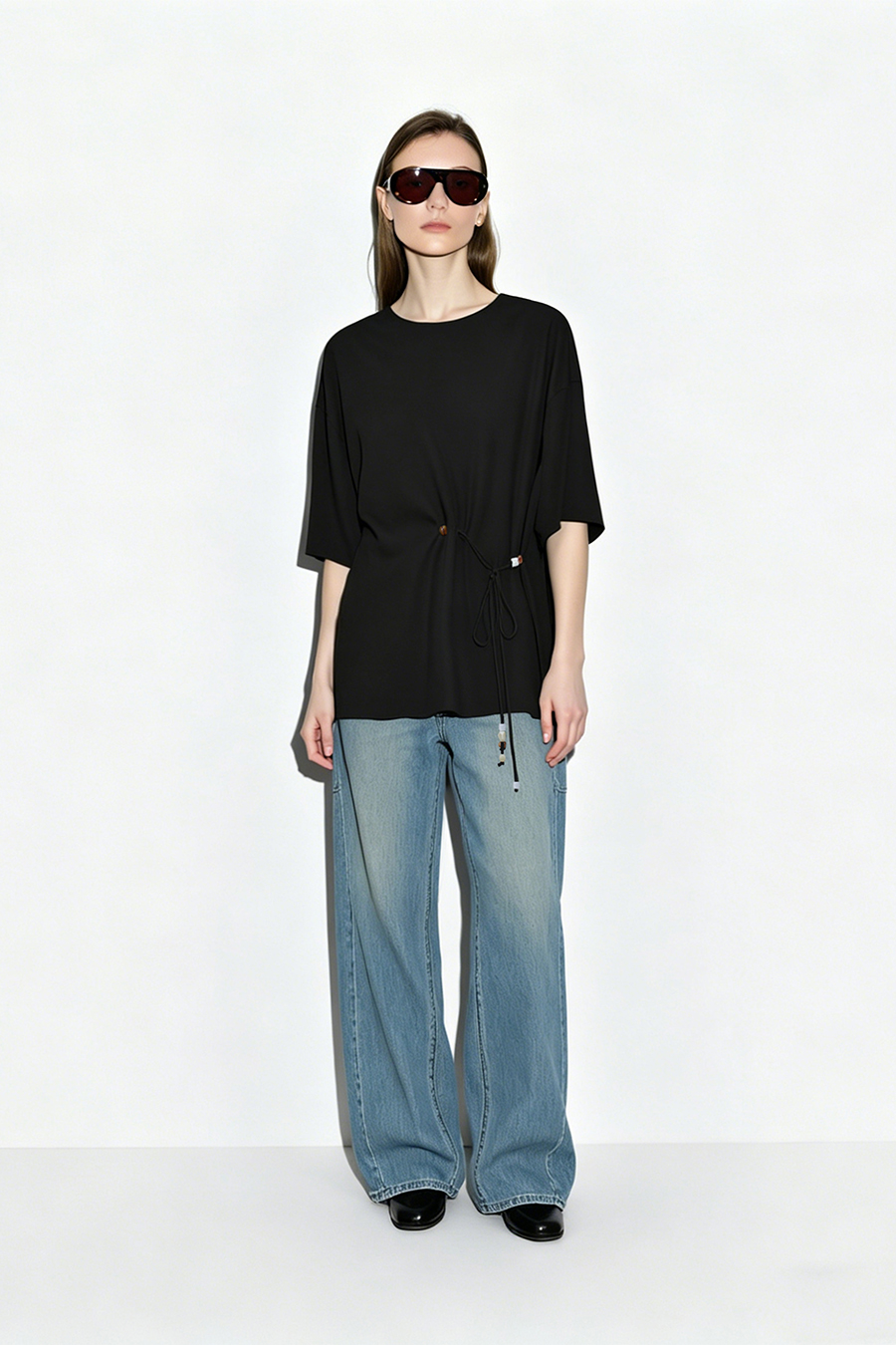 Beaded Tie Chiffon Blouse|AMII