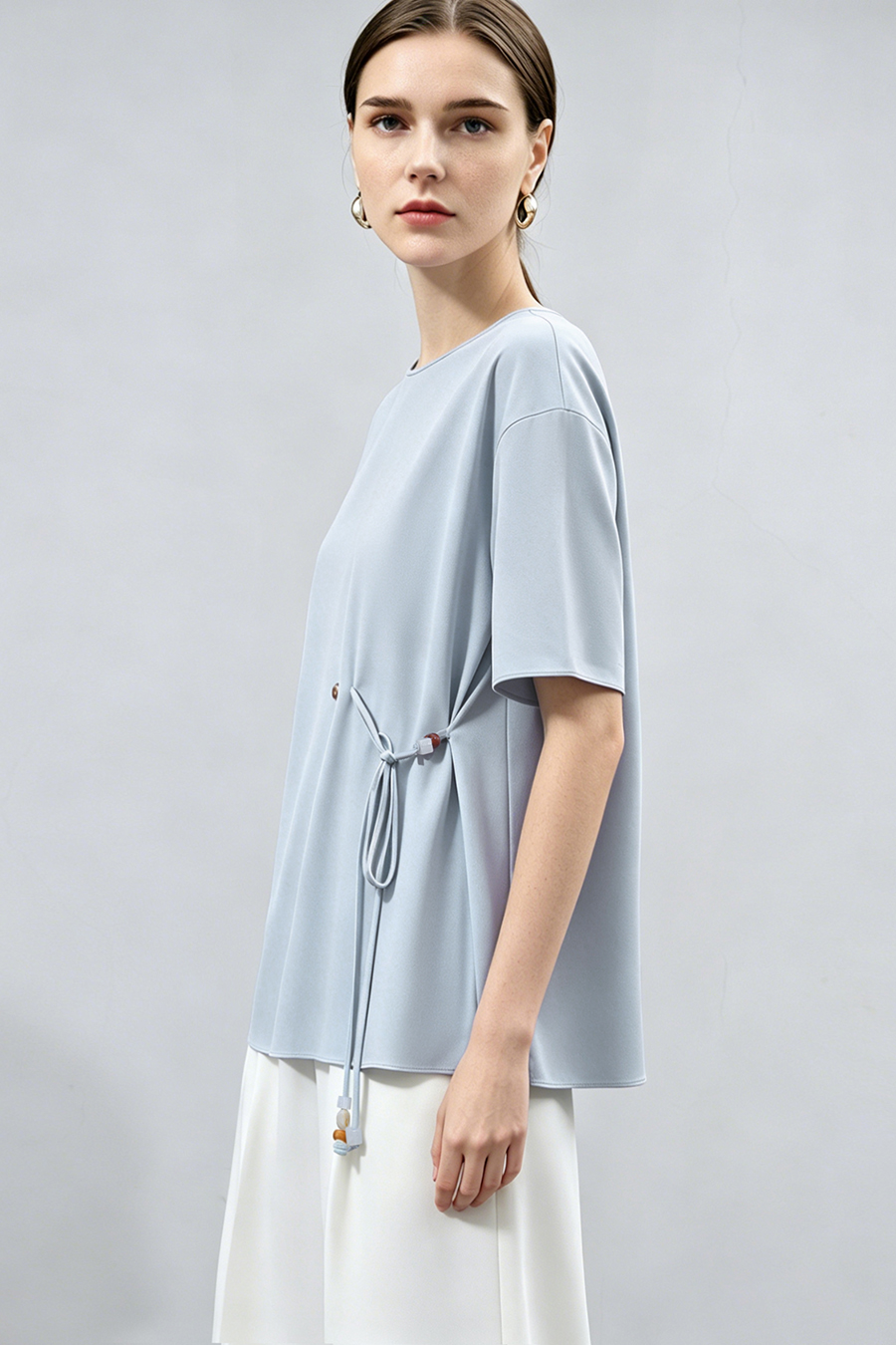 Beaded Tie Chiffon Blouse|AMII