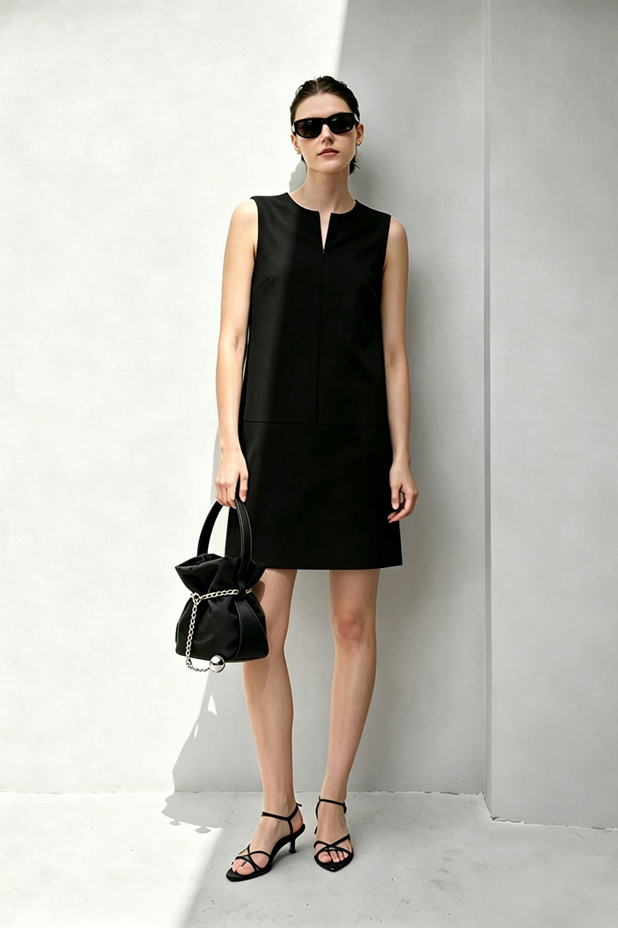 Lace Spliced Sleeveless Dress|AMII