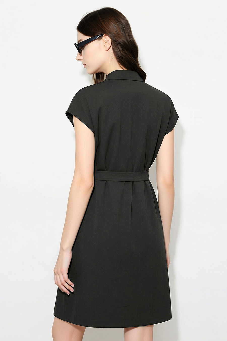 Belted Lapel Dress|AMII