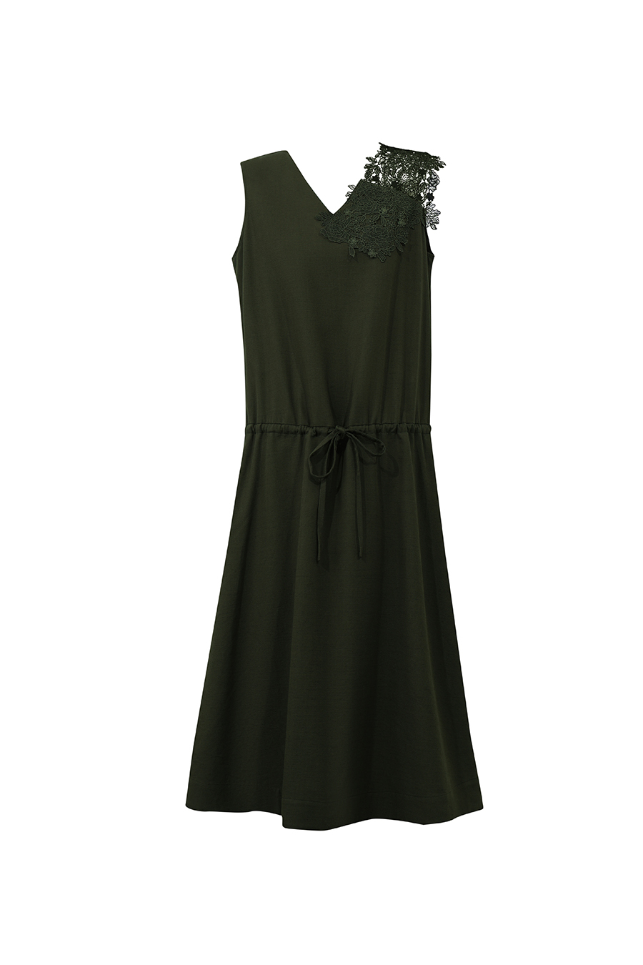 Lace Spliced V-neck Dress|AMII