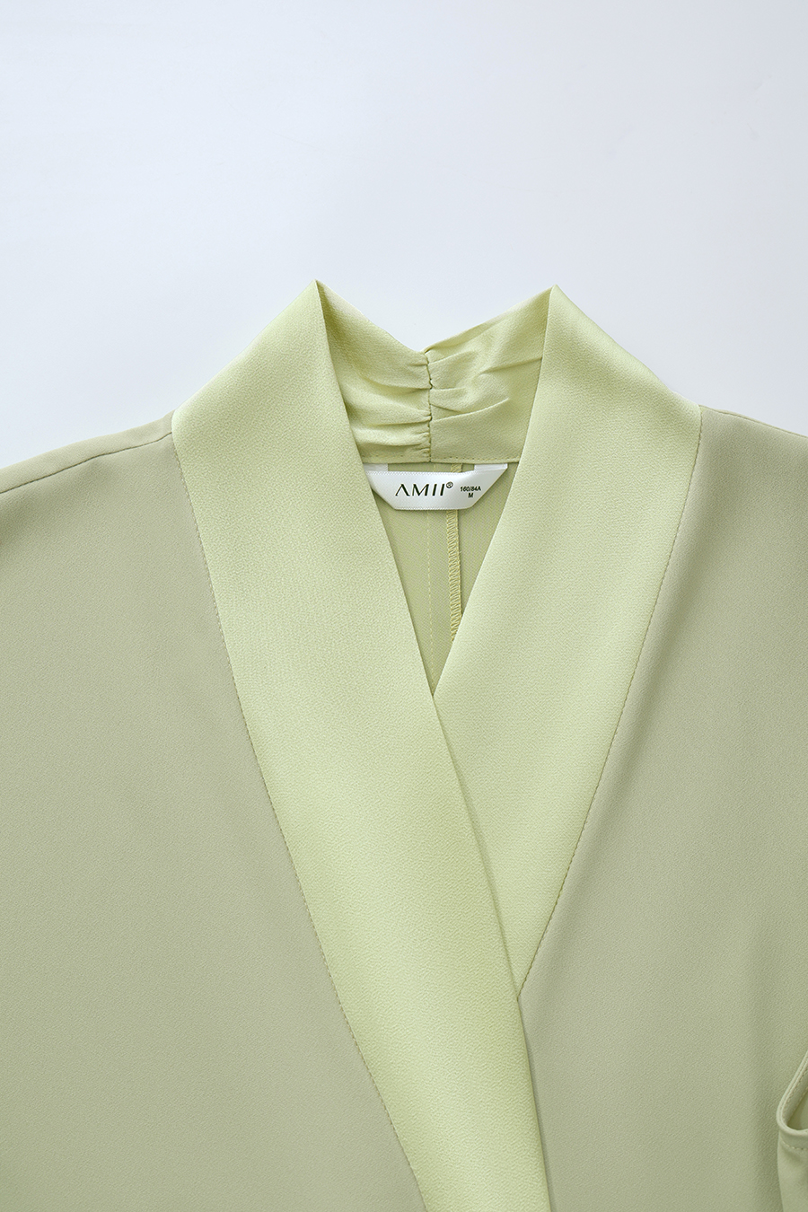 Satin Spliced Tie Detail Chiffon Blouse|AMII