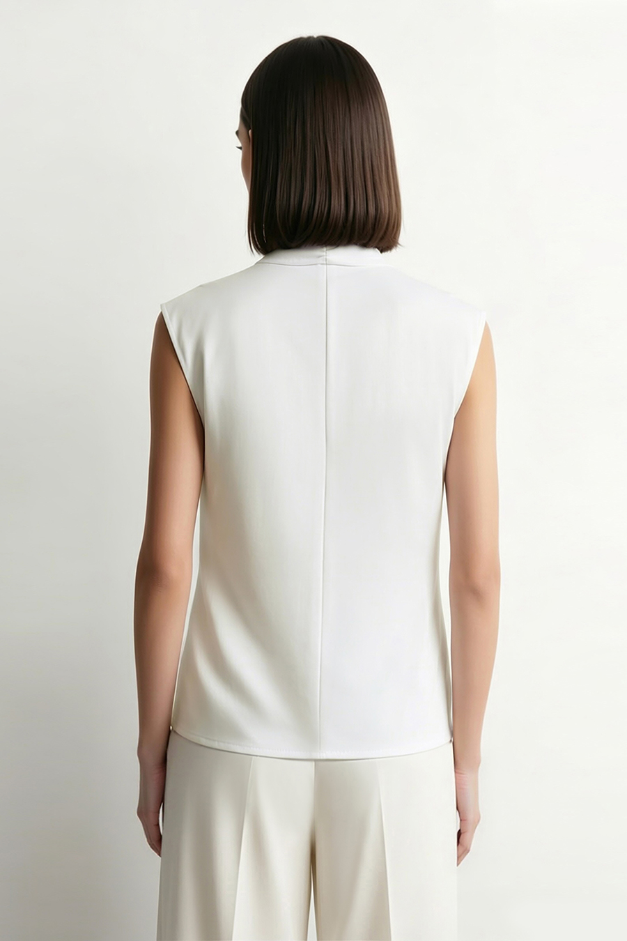 Satin Spliced Tie Detail Chiffon Blouse|AMII