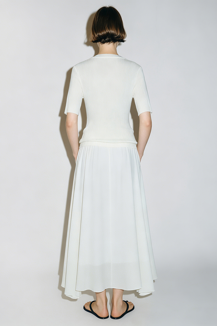 Organza Spliced Knit Sweater|AMII