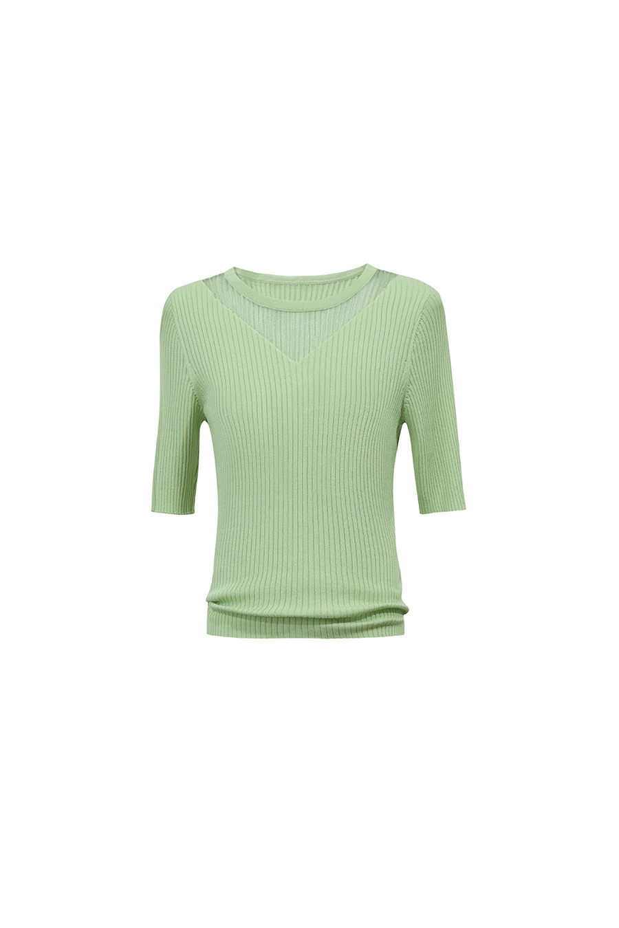 Organza Spliced Knit Sweater|AMII
