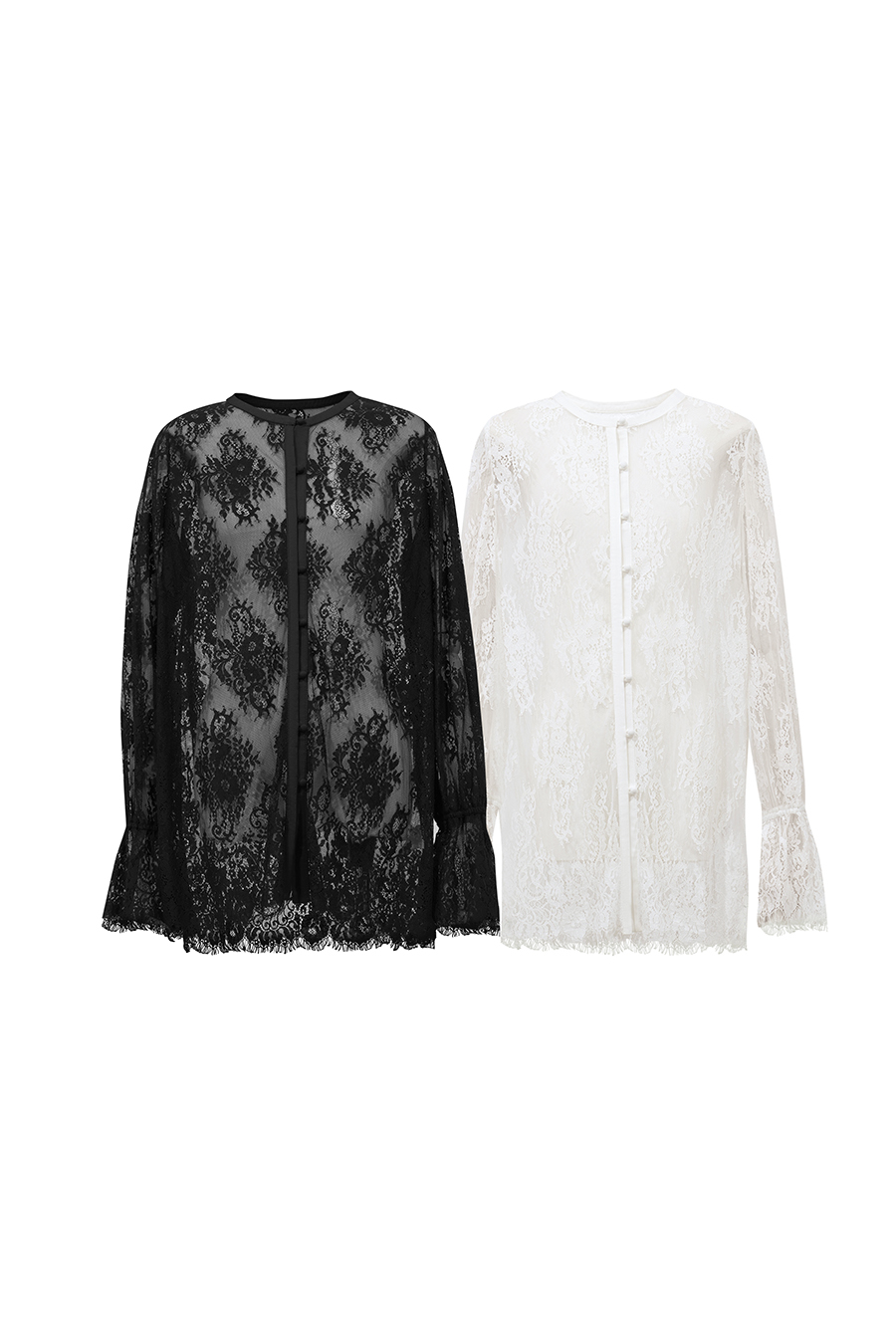 Round Neck Eyelash Lace Shirt | AMII
