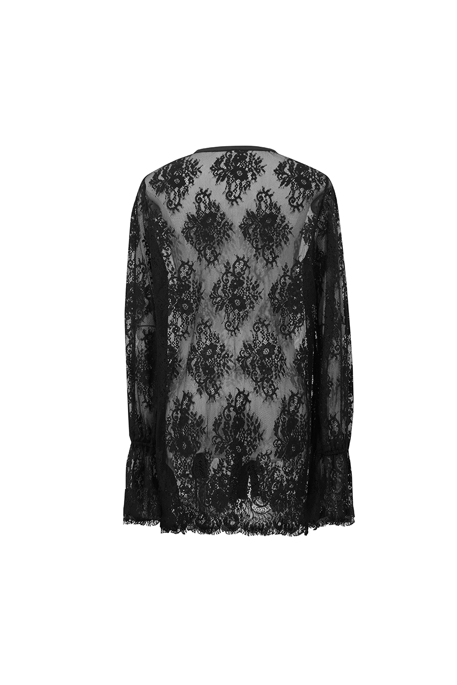 Round Neck Eyelash Lace Shirt | AMII