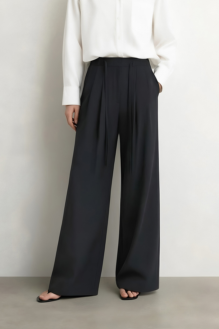 Pleated Wide-leg Casual Pants | AMII