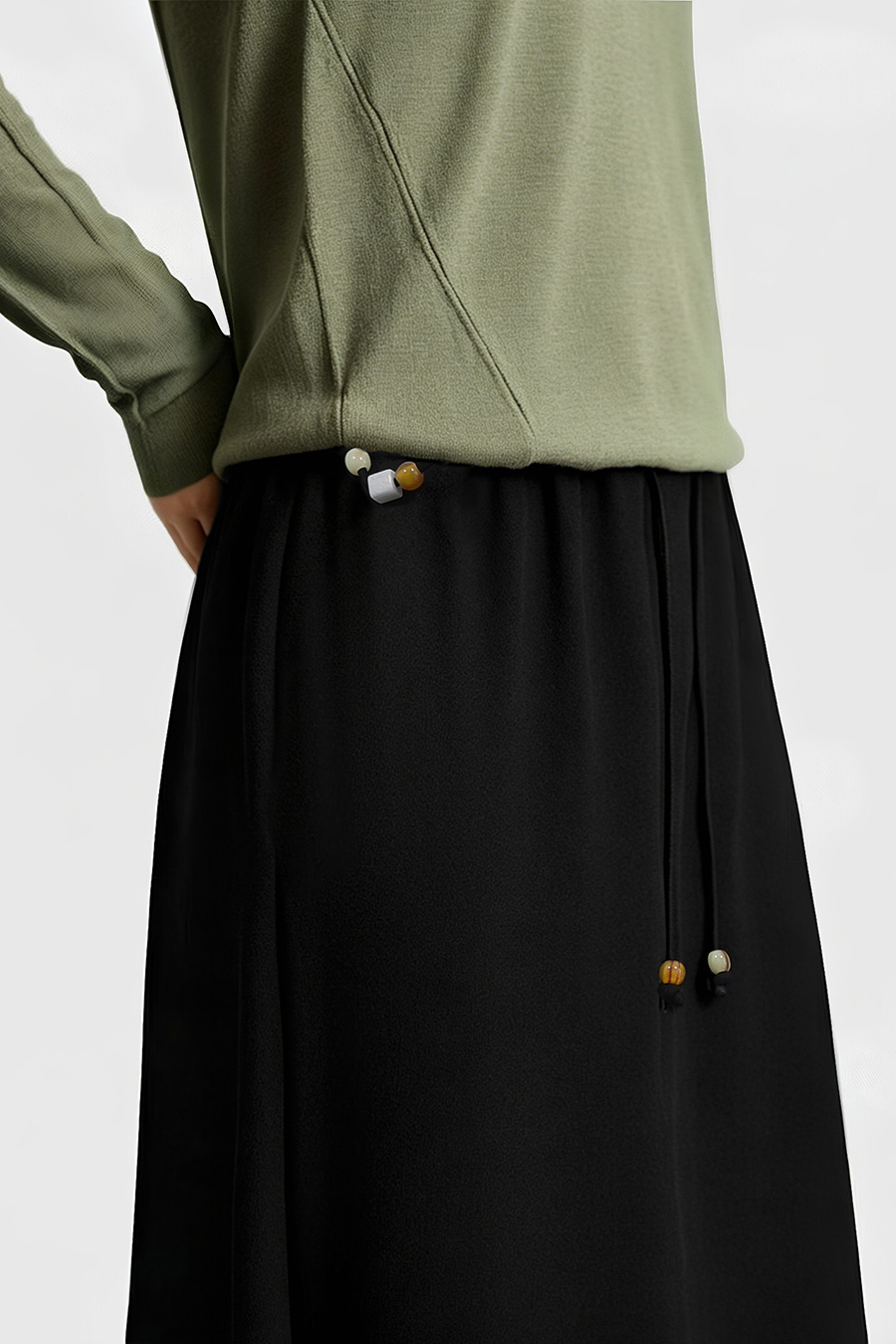 Beaded Drawstring Waist Skirt|AMII
