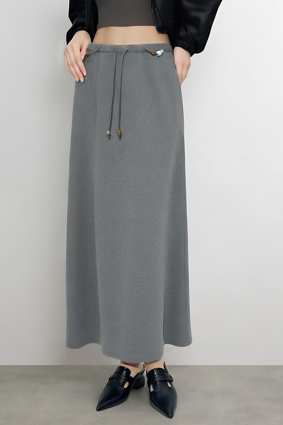 Beaded Drawstring Waist Skirt|AMII