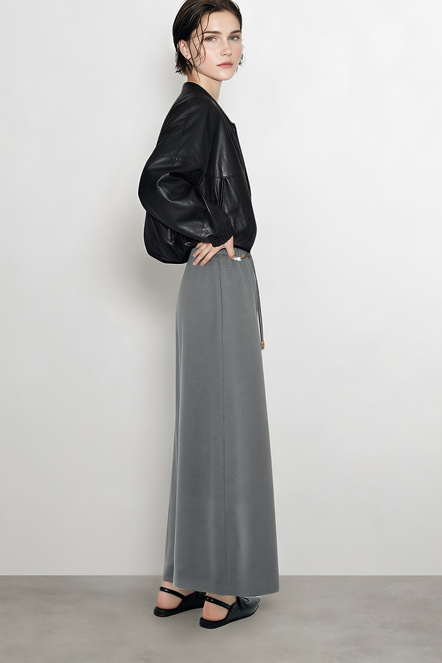 Beaded Drawstring Waist Skirt|AMII