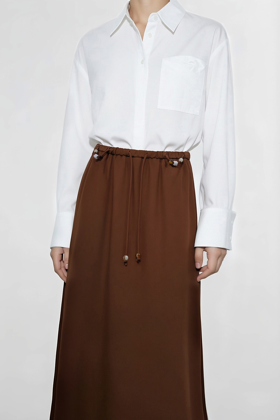Beaded Drawstring Waist Skirt|AMII