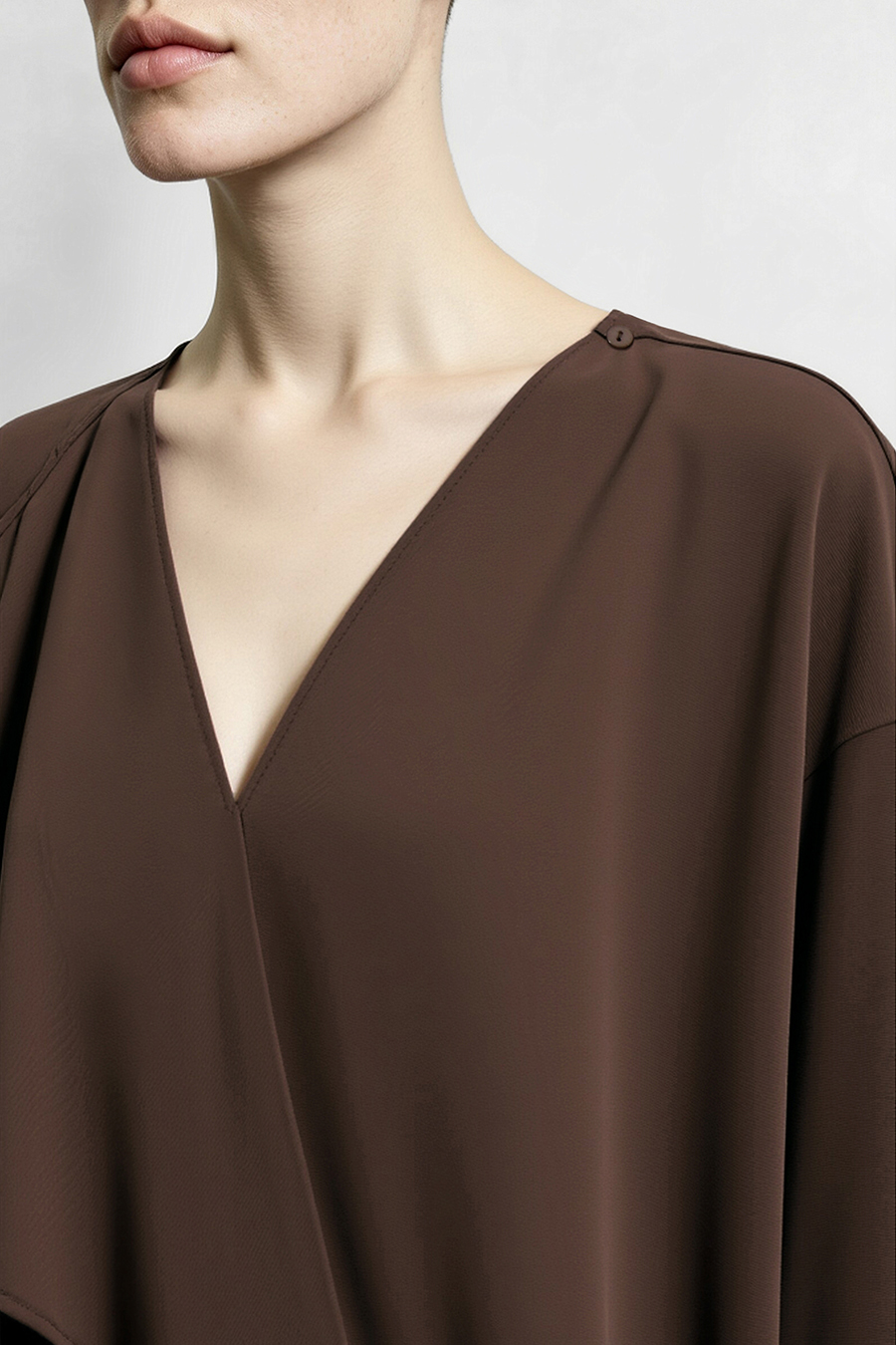 Cowl Neck Long Sleeve Chiffon Blouse | AMII