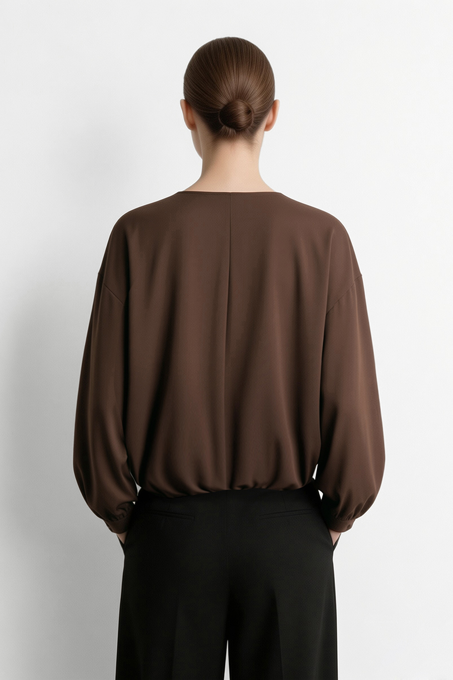 Cowl Neck Long Sleeve Chiffon Blouse | AMII