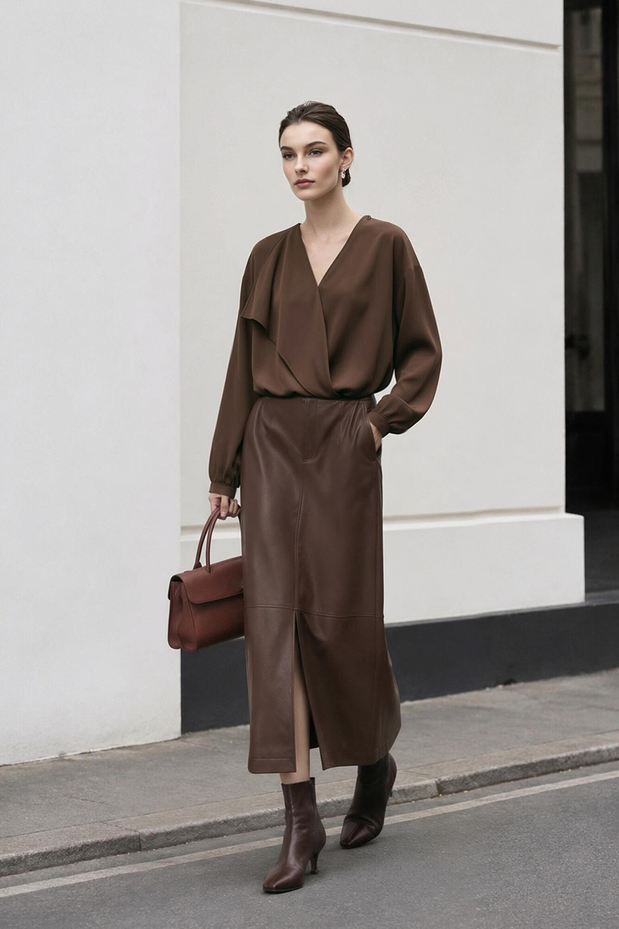 Cowl Neck Long Sleeve Chiffon Blouse | AMII