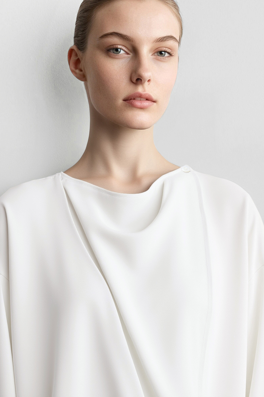 Cowl Neck Long Sleeve Chiffon Blouse | AMII