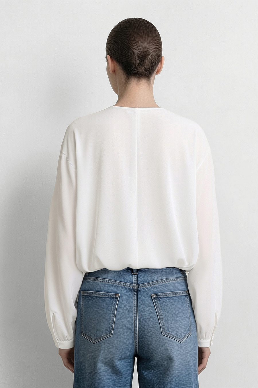 Cowl Neck Long Sleeve Chiffon Blouse | AMII
