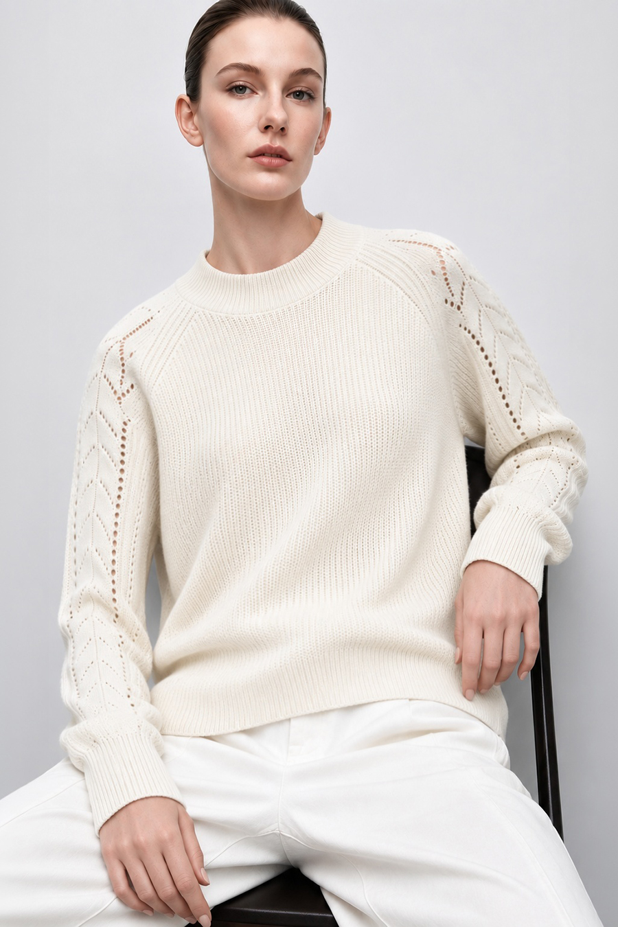 Openwork Raglan Sleeve Sweater | AMII