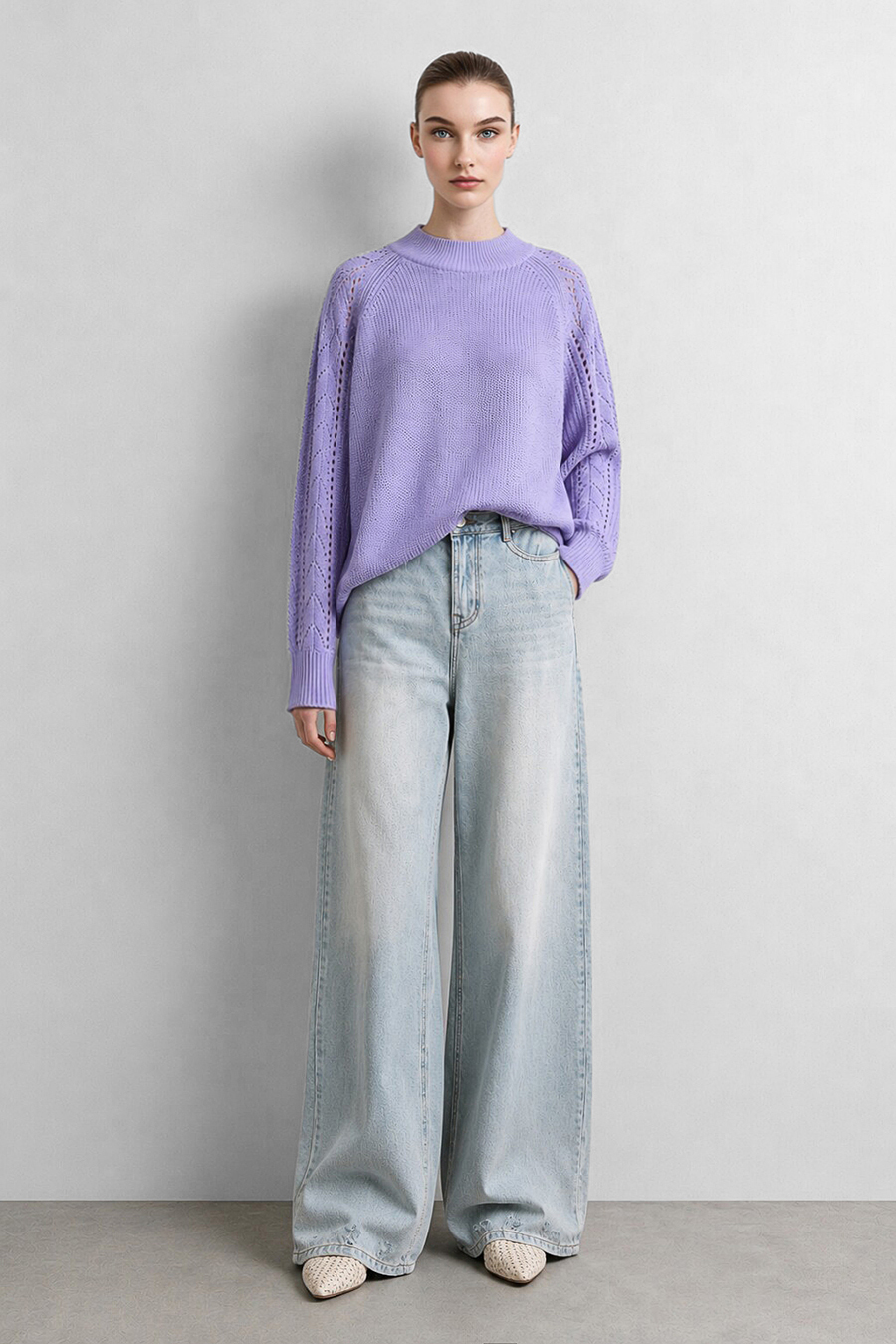 Openwork Raglan Sleeve Sweater | AMII