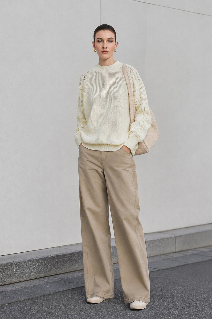 Openwork Raglan Sleeve Sweater | AMII