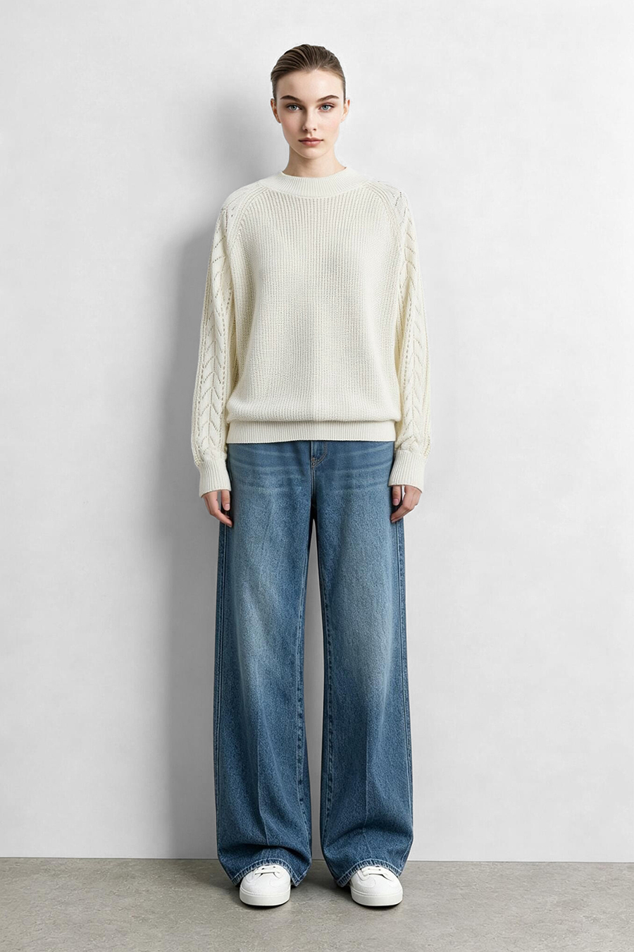 Openwork Raglan Sleeve Sweater | AMII