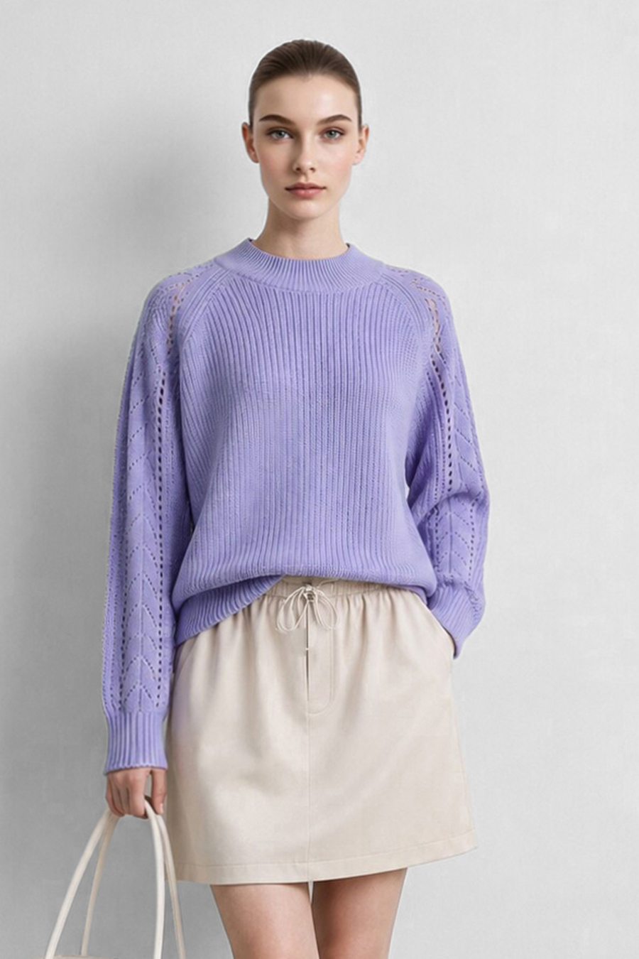 Openwork Raglan Sleeve Sweater | AMII