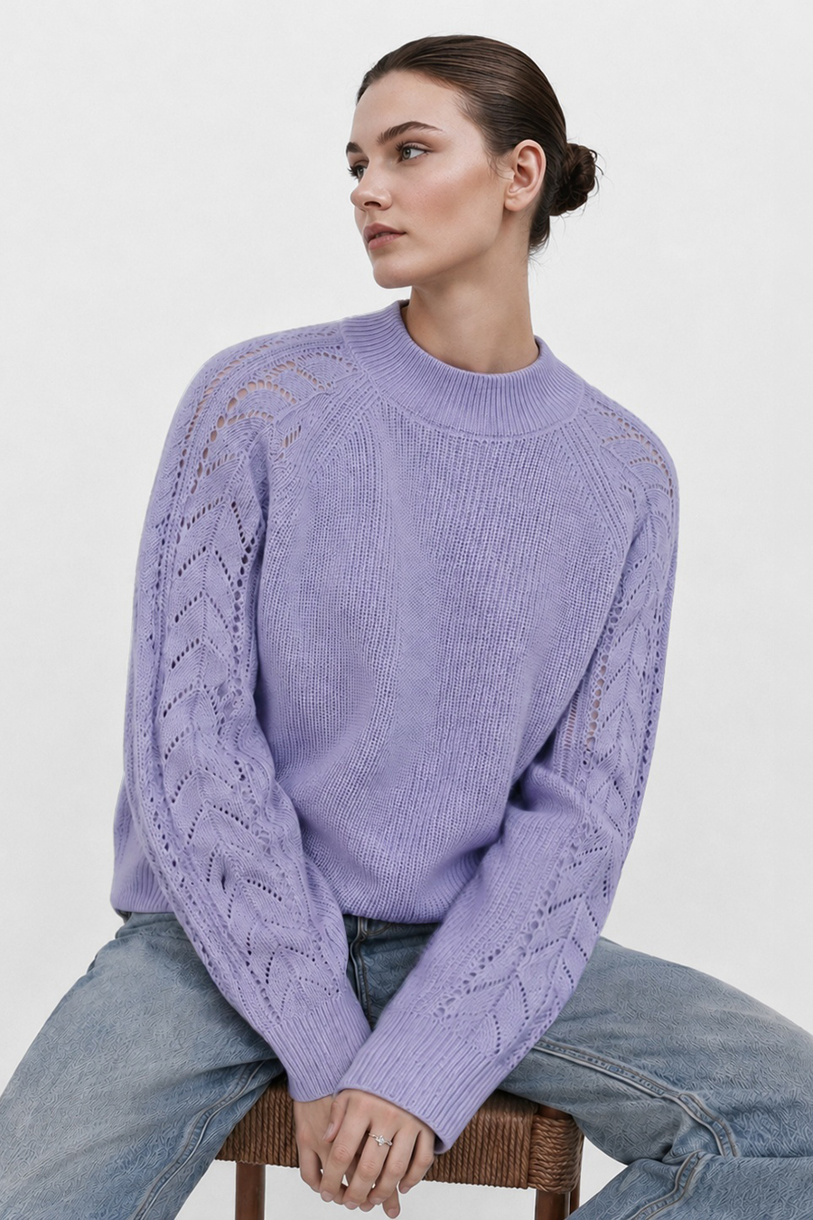 Openwork Raglan Sleeve Sweater | AMII