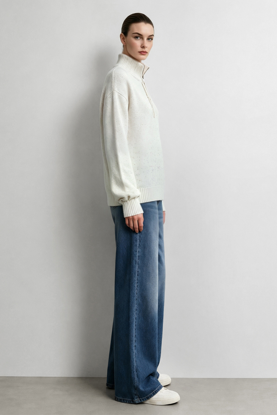 Speckled Yarn Turtleneck Sweater|AMII
