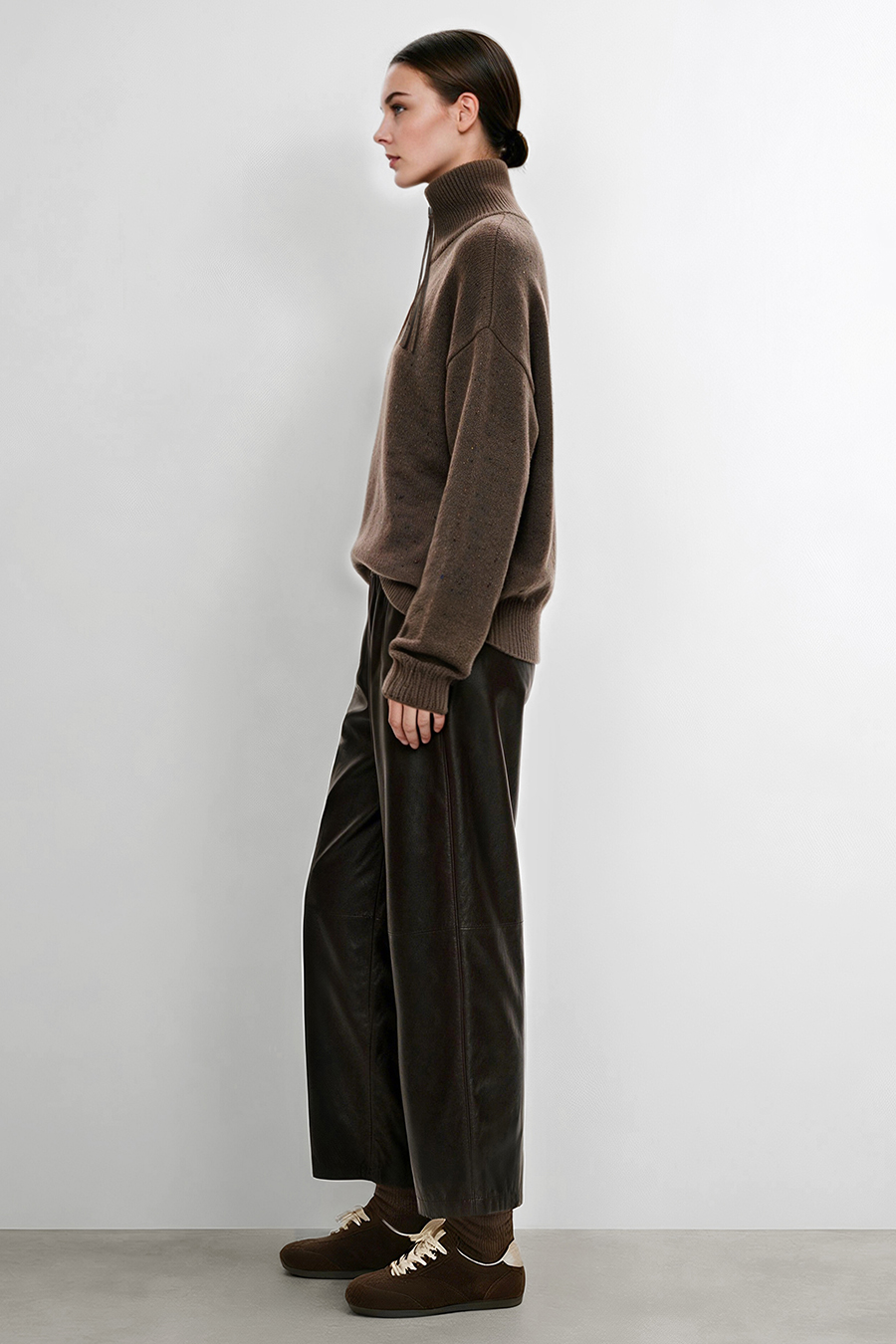Speckled Yarn Turtleneck Sweater|AMII