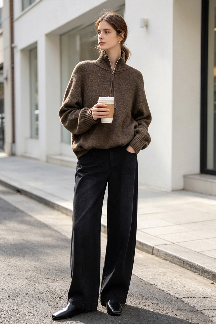 Speckled Yarn Turtleneck Sweater|AMII
