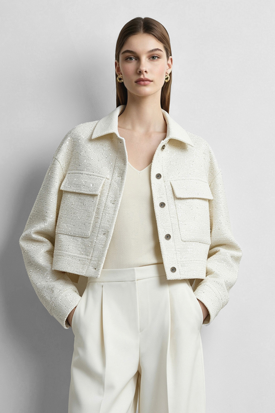 Wool Sequin Chanel-Style Jacket|AMII