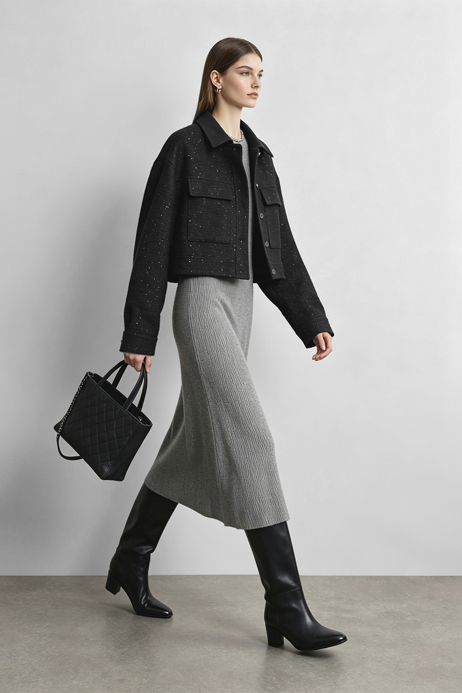 Wool Sequin Chanel-Style Jacket|AMII