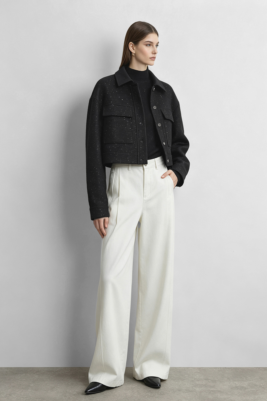 Wool Sequin Chanel-Style Jacket|AMII