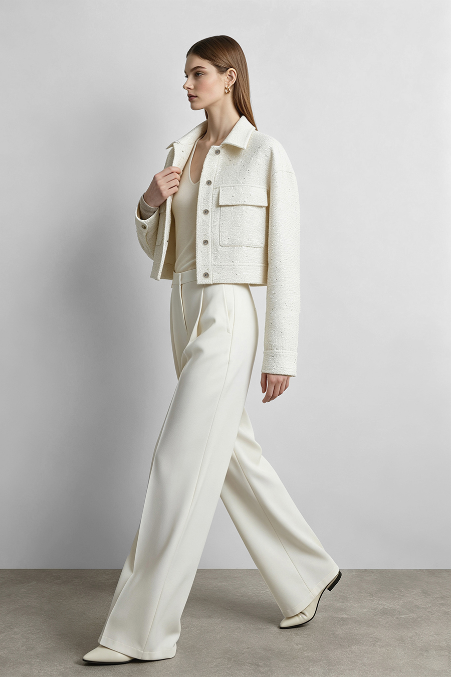 Wool Sequin Chanel-Style Jacket|AMII