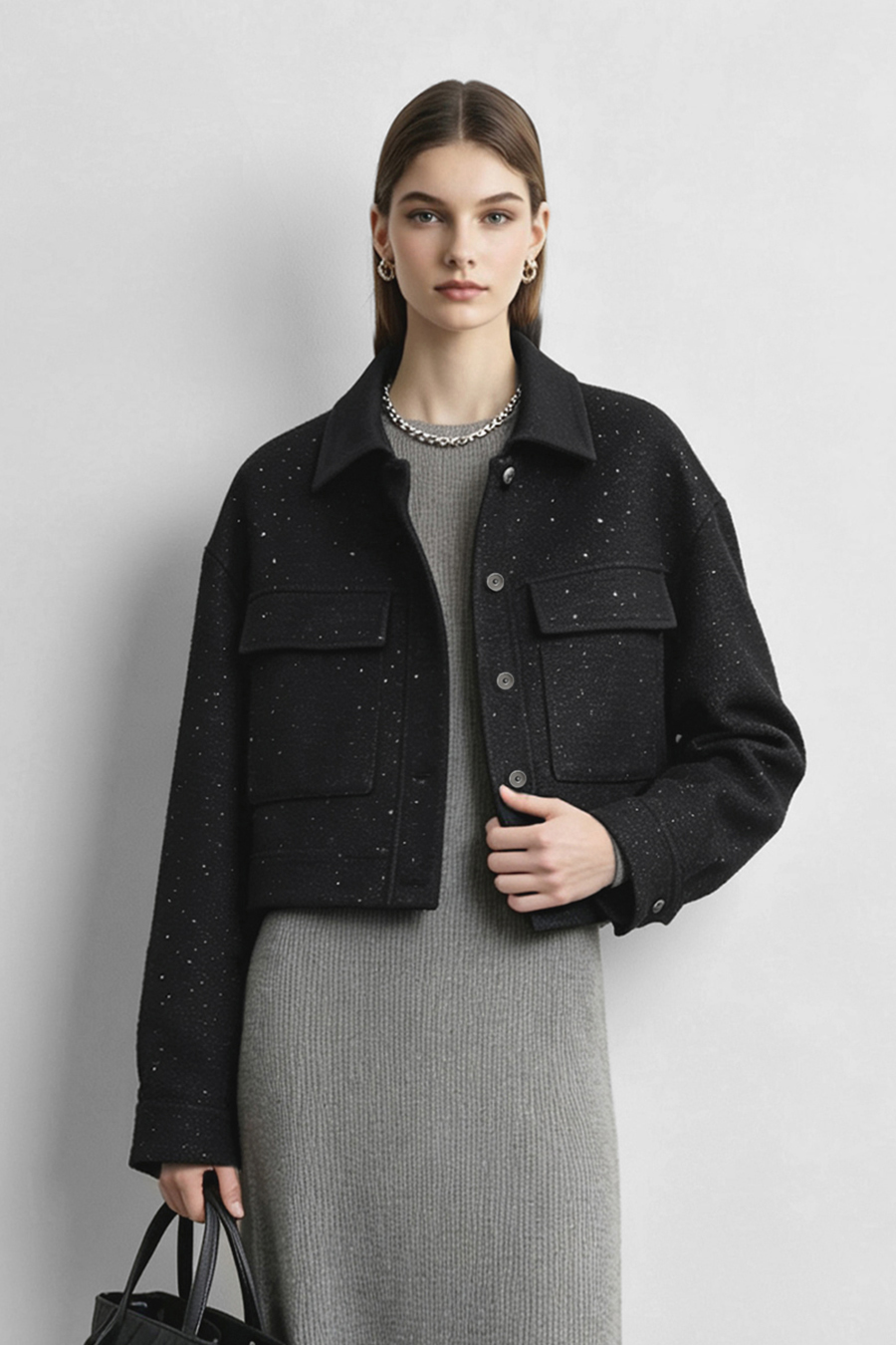 Wool Sequin Chanel-Style Jacket|AMII