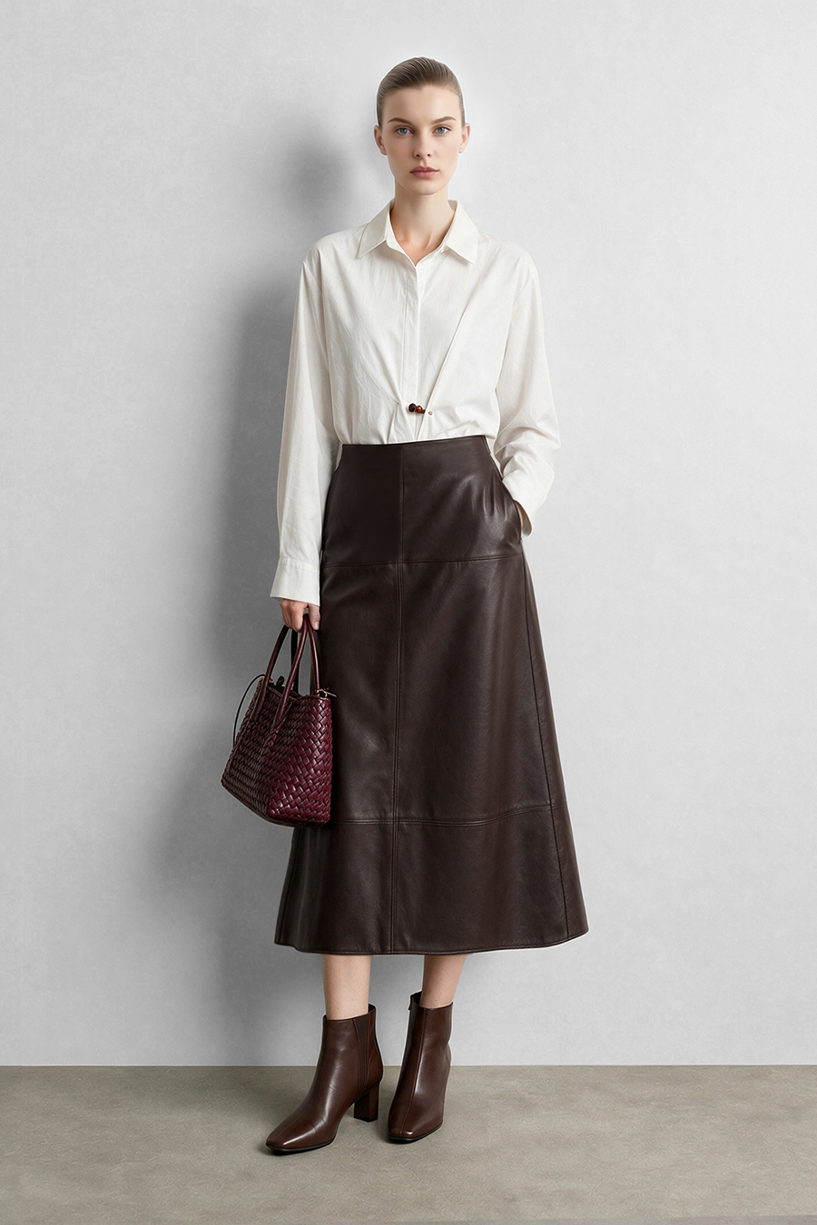 Faux Leather Skirt | AMII