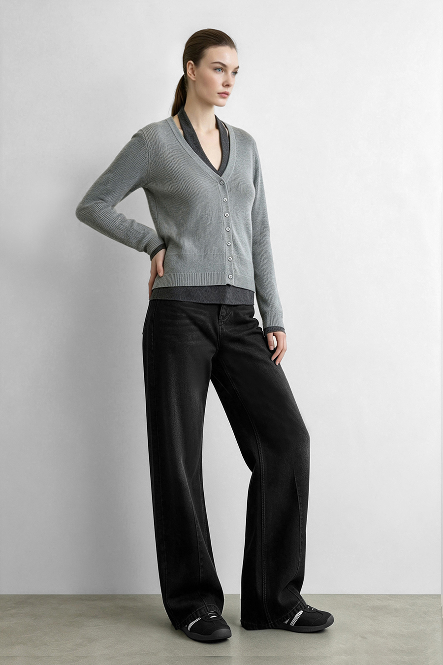 Faux‑Two‑Piece Cardigan|AMII