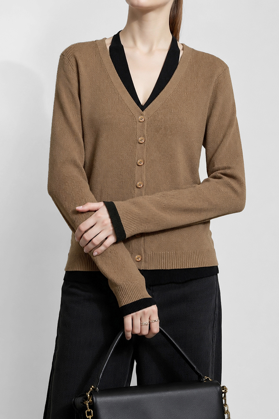 Faux‑Two‑Piece Cardigan|AMII