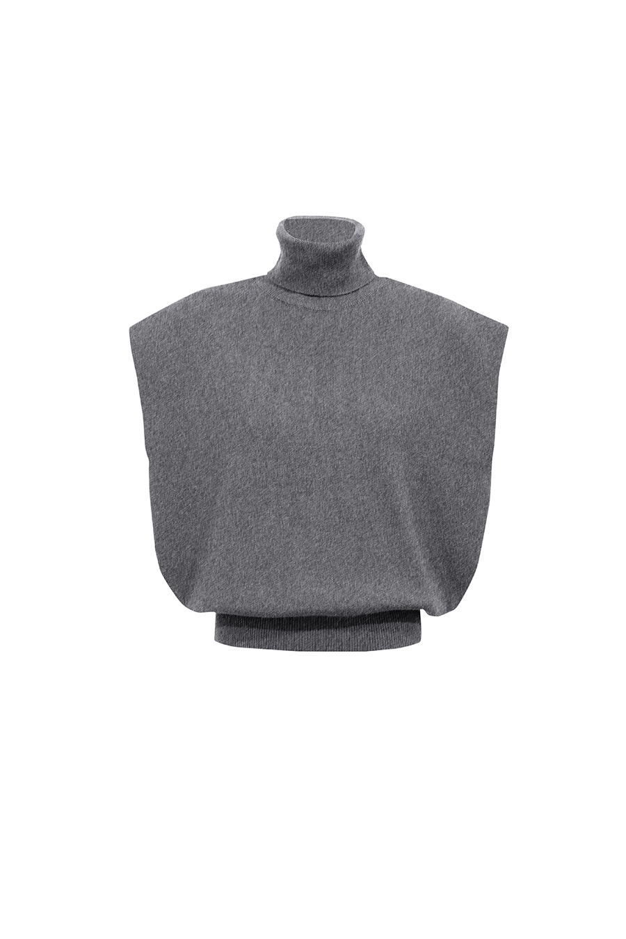 Turtleneck Wide Shoulder Cap Sleeve Knit Vest | AMII