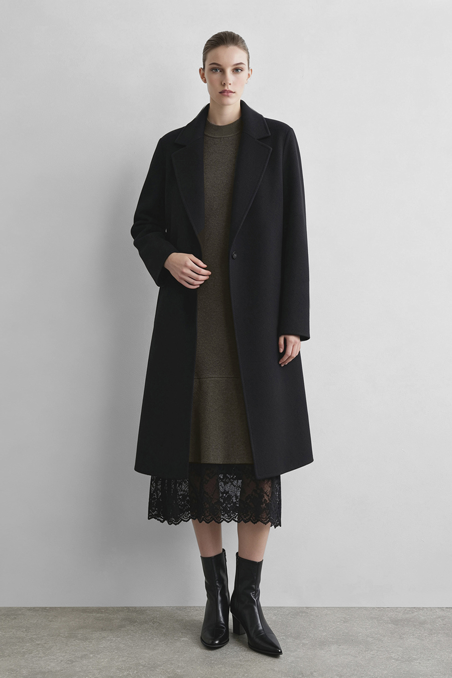 Lace Panel Knit Dress|AMII