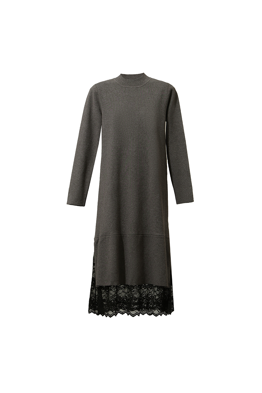 Lace Panel Knit Dress|AMII
